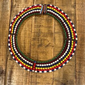 Vintage handmade  Maasai glass beaded collar